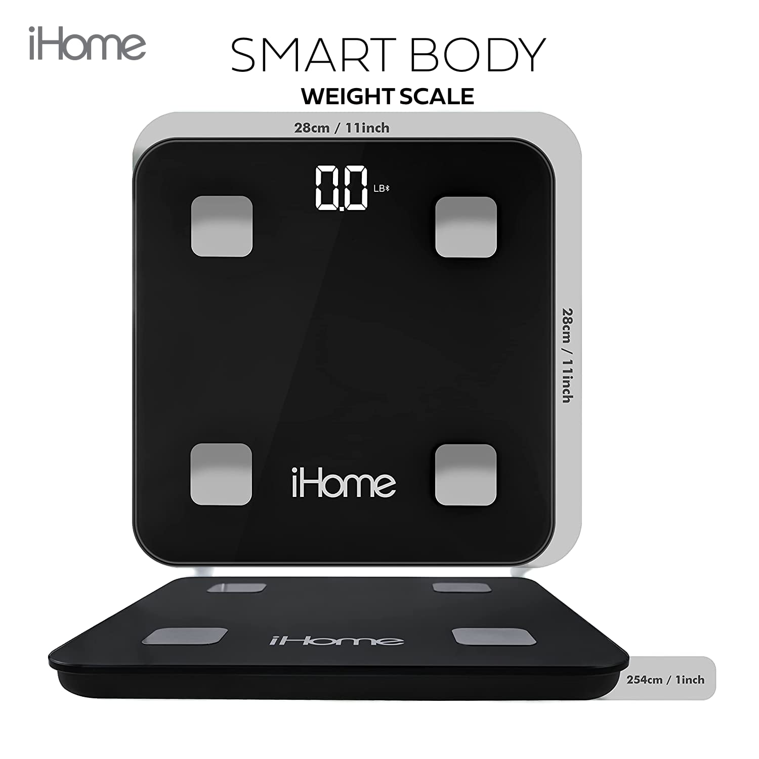 iHome Smart Scale 400 lbs Digital Bathroom Scale for Body Weight BMI Weighing, White, Size: One Size