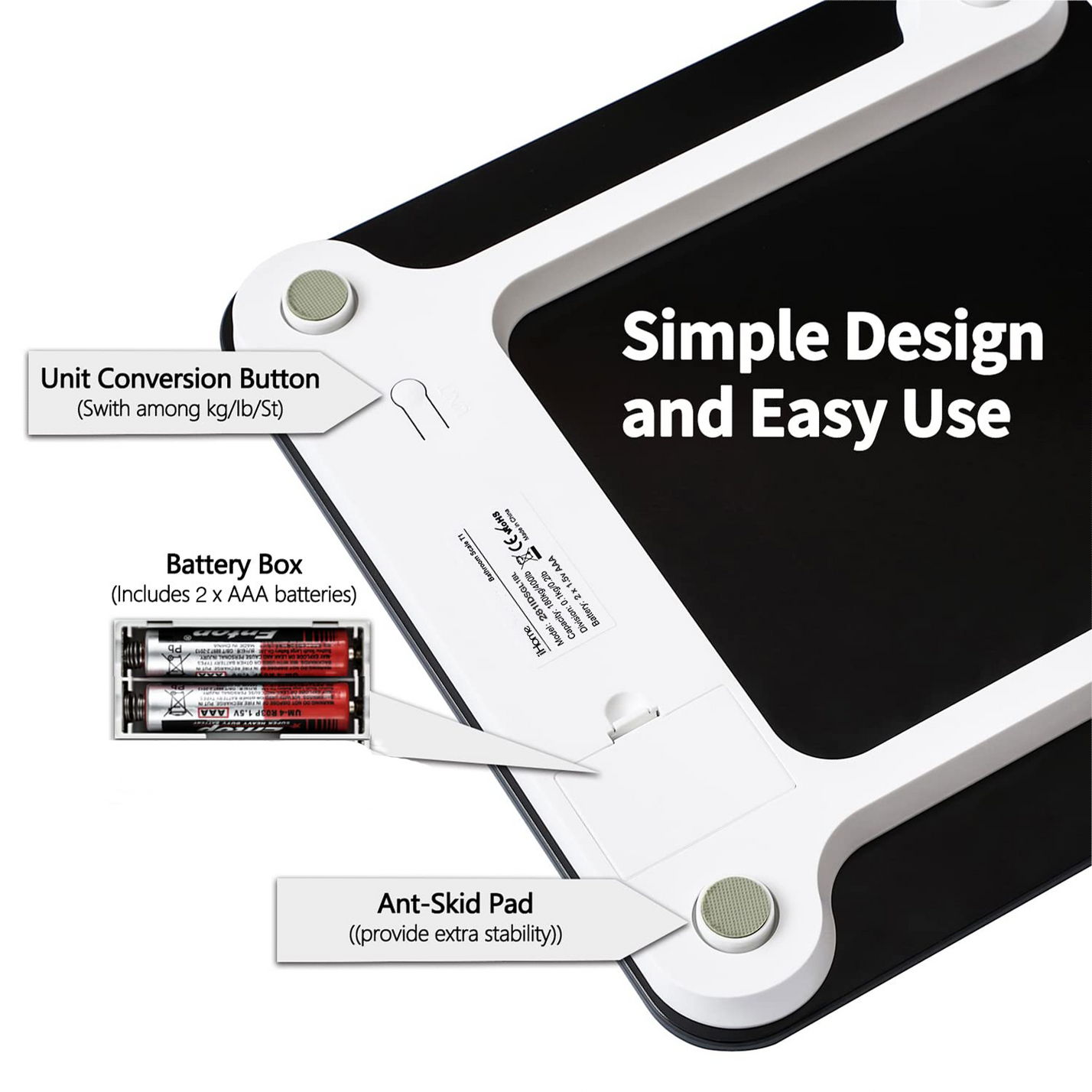 iHome Digital Step-On Bathroom Scale High Precision Body Weigh 400 lbs  Batteries